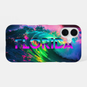 Coque iPhone 16 Floride – Vibes de vague néon (Verso Horizontal)