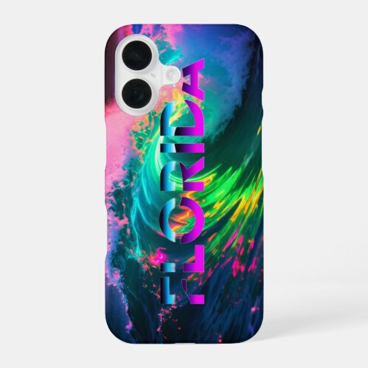 Coque iPhone 16 Floride – Vibes de vague néon (Verso)