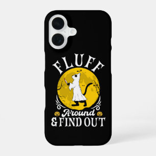 Coque iPhone 16 Fluff Around and Find Out Halloween Horreur Chat