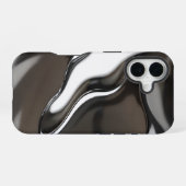 Coque iPhone 16 Flux Chrome Liquide Abstrait Métallique (Verso Horizontal)