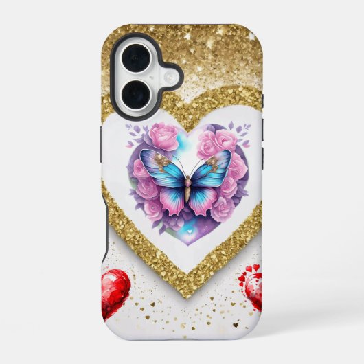 Coque iPhone 16 Fond d'écran de la Saint-Valentin romantique - Des (Verso)
