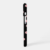 Coque iPhone 16 Fond noir avec des fleurs (Côté gauche)