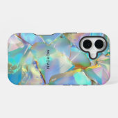Coque iPhone 16 Fond Opale & Nom Noir  (Verso Horizontal)