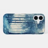 Coque iPhone 16 Forêt bleue cool (Verso Horizontal)