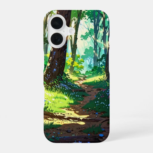 Coque iPhone 16 Forêt printanière ensoleillée (Verso)