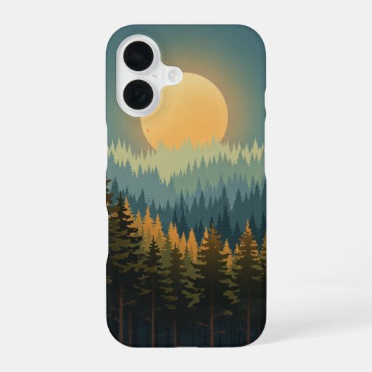 Coque iPhone 16 Forêt Rétro au Clair de Lune (Verso)