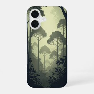 Coque iPhone 16 Forêt tropicale brumeuse vintage