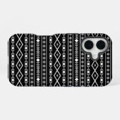 Coque iPhone 16 Formes Aztec Motif gris noir (Verso Horizontal)