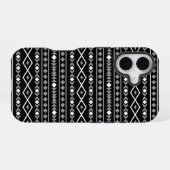 Coque iPhone 16 Formes aztèques Motif blanc gris noir (Verso Horizontal)