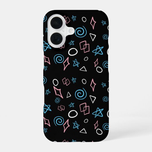 Coque iPhone 16 Formes de couleurs transgenres (Verso)