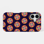 Coque iPhone 16 Formes florales orange vibrant (Verso Horizontal)