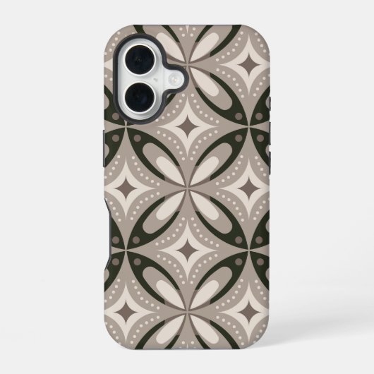 Coque iPhone 16 Formes géométriques rétro beige et marron (Verso)