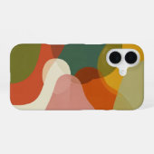 Coque iPhone 16 Formes organiques superposées rétro (Verso Horizontal)