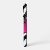 COQUE iPhone 16 FOURRURE DE ZÈBRE NOIR BLANC MONOGRAMME GEMME FUCH (Côté gauche)