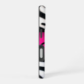 COQUE iPhone 16 FOURRURE DE ZÈBRE NOIR BLANC MONOGRAMME GEMME FUCH (Côté droit)