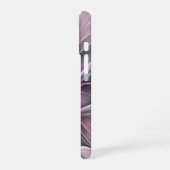 Coque iPhone 16 Fractal Floral Moderne Abstrait Fleur Rose Gris (Côté gauche)