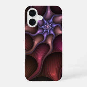 Coque iPhone 16 Fractale colorée abstraite rayée brillante magique