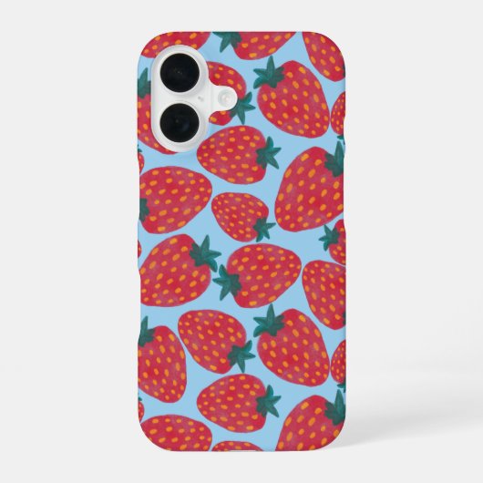 Coque iPhone 16 Fraise bleu (Verso)