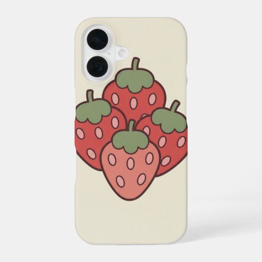 Coque iPhone 16 Fraises groupées vintage (Verso)