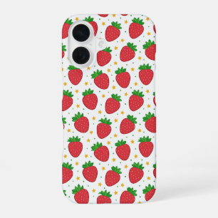 Coque iPhone 16 Fraises mignonnes et étoiles