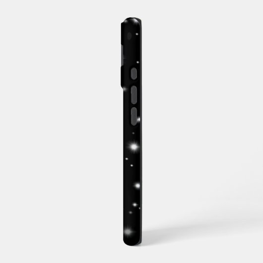 Coque iPhone 16 Frappe de course noir et argent (Côté gauche)