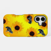Coque iPhone 16 "Frogs and Sunflowers: A Playful Nature Pattern" (Verso Horizontal)