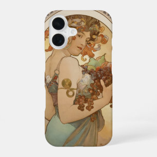 Coque iPhone 16 Fruit par Alphonse Mucha, Art Nouveau vintage