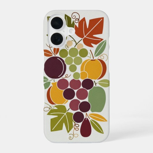 Coque iPhone 16 Fruits vintage avec raisins stylisés (Verso)