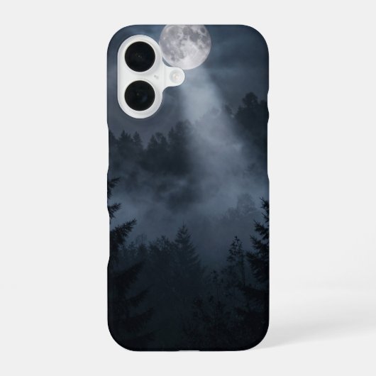 Coque iPhone 16 Full Moon Over Misty Forest Dark Case (Verso)