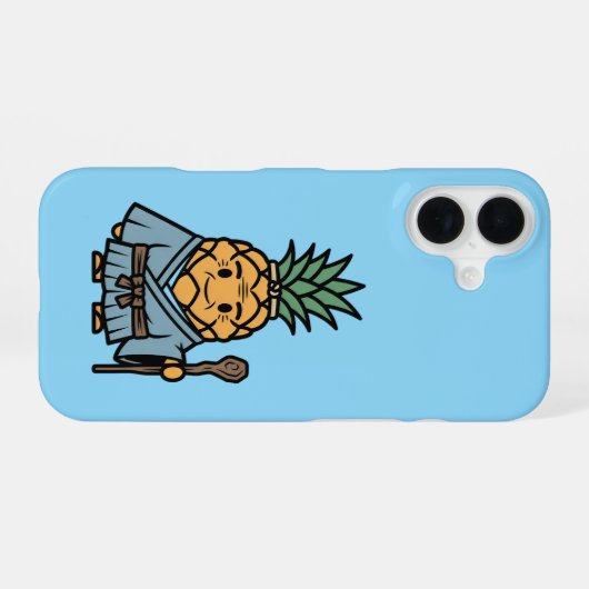 Coque iPhone 16 Funny Pineapple Sensei Master Samurai Illustration (Verso Horizontal)