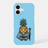Coque iPhone 16 Funny Pineapple Sensei Master Samurai Illustration (Verso)