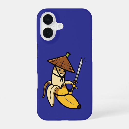Coque iPhone 16 Funny Samurai Banana Ronin Cartoon Illustration (Verso)