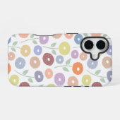 Coque iPhone 16 Fuzzy Flower Rpt Pattern Pastels on White (Verso Horizontal)