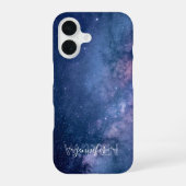 Coque iPhone 16 Galaxie bleue et violette (Verso)
