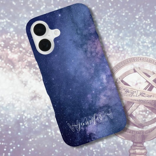 Coque iPhone 16 Galaxie bleue et violette