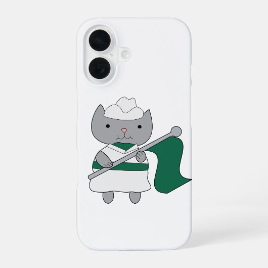 Coque iPhone 16 Garde couleur chat vert blanc (Verso)