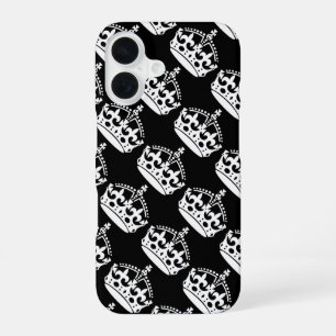 Coque iPhone 16 Garde ton calme et continue Couronne en blanc