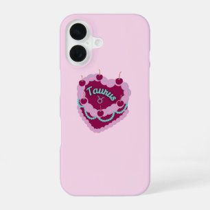 Coque iPhone 16 Gâteau d'anniversaire cœur pastel Taureau Zodiaque