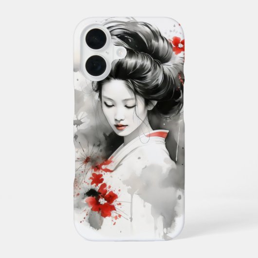 Coque iPhone 16 Geisha Rouge Noir (Verso)