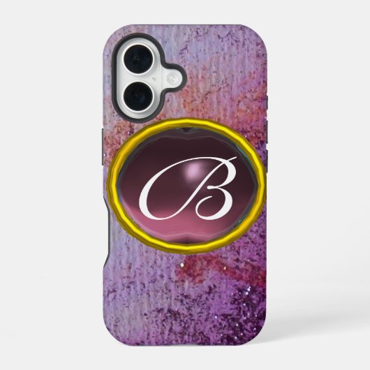 Coque iPhone 16 GEM MONOGRAM ABSTRAIT violet (Verso)