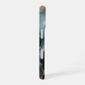 Coque iPhone 16 Géode d'Agate avec or et marbre bleu marine (Côté droit)