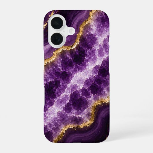 Coque iPhone 16 Géode de marbre d'améthyste de luxe (Verso)