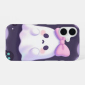 Coque iPhone 16 Ghost with Pink Bow Pastel Halloween Case (Verso Horizontal)