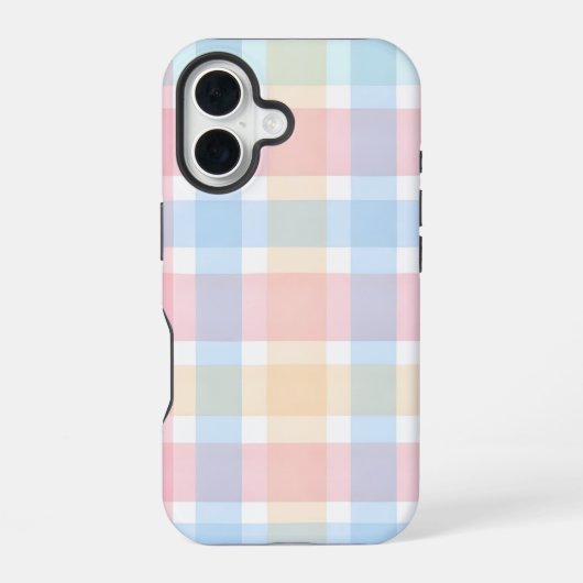 Coque iPhone 16 Gingham Pastel – Motif Aquarelle Douce (Verso)