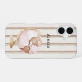 Coque iPhone 16 Globe Monde Rayures Marron (Verso Horizontal)