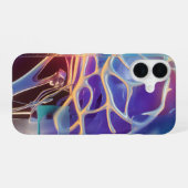 Coque iPhone 16 Glossy Holographic Veins Neon Chrome Abstract (Verso Horizontal)