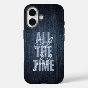 Coque iPhone 16 God is Good Denim