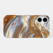 Coque iPhone 16 Gold and Silver Liquid Metal – Luxury Abstract (Verso Horizontal)