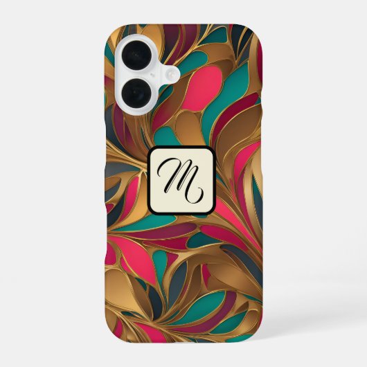 Coque iPhone 16 Gold Turquoise et Ruby Splash (Verso)