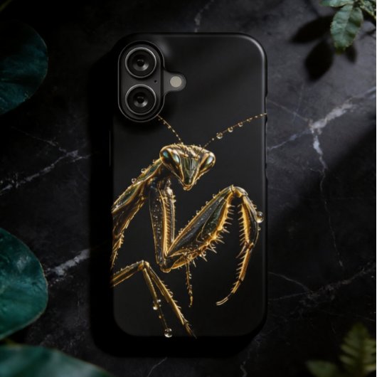 Coque iPhone 16 Golden praying mantis